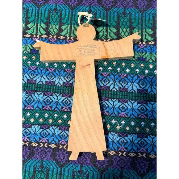 Saint Francis Folk Painted Wooden Cross- From El Salvador - Picture 6 of 6